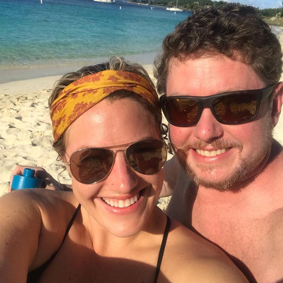 Enjoying the day on Honeymoon Beach on our last trip to St. John!