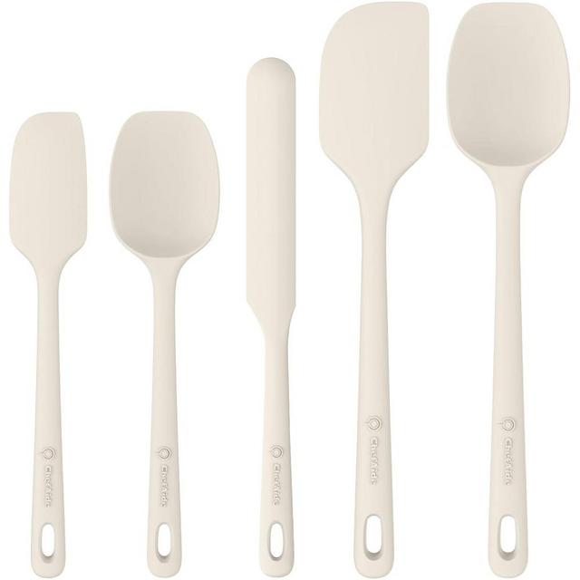 ChefAide 5 Pieces Silicone Spatula Set, Food Grade Rubber Spatula, Upgrade Strong Handle with Ergonomic Grip, Heat Resistant Up to 600°F for Nonstick Cookware, Cooking Candy Series