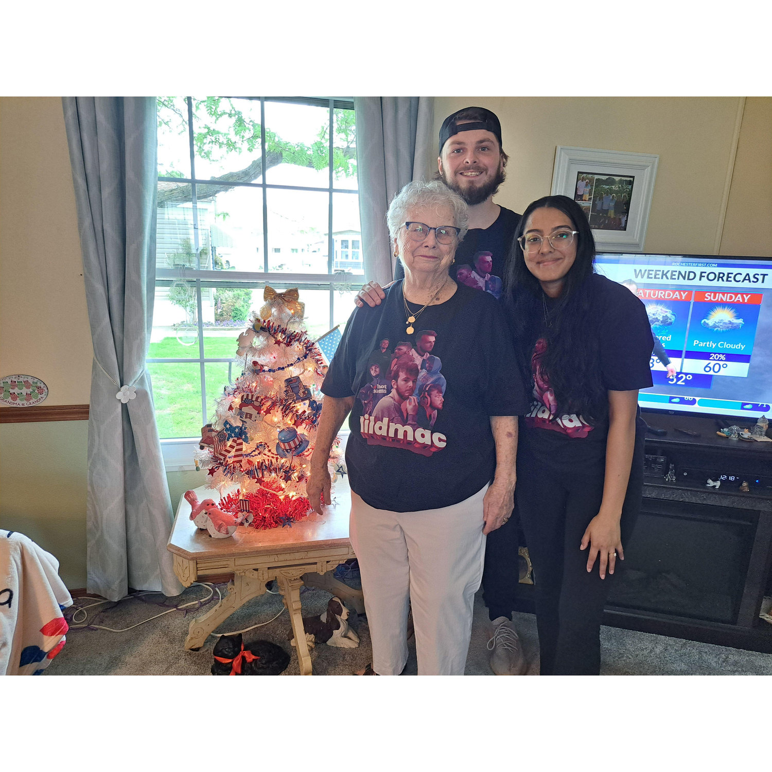 Great Grandma and her beautiful tree we helped her with!