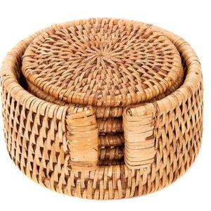 Artifacts Trading Co. Rattan Round Coasters with Box