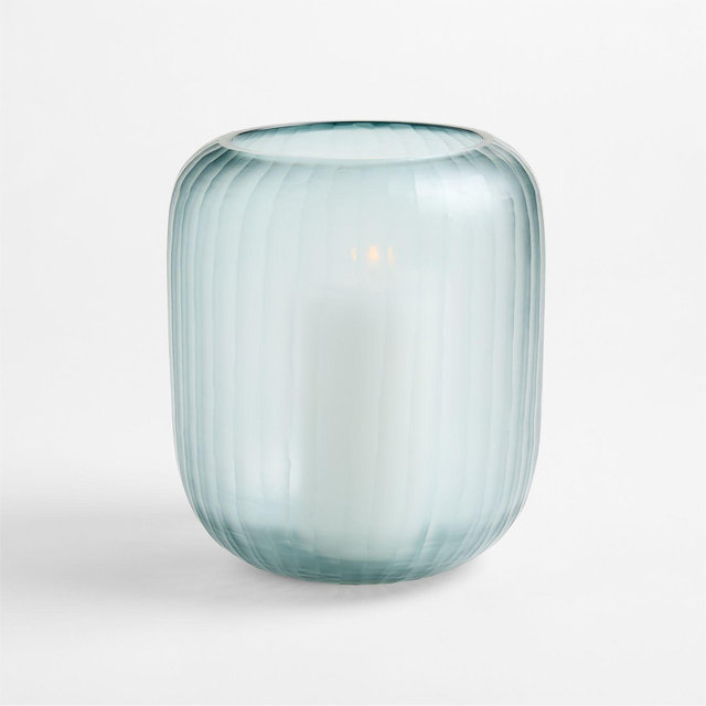 Eden Large Blue Fluted Glass 9" Hurricane