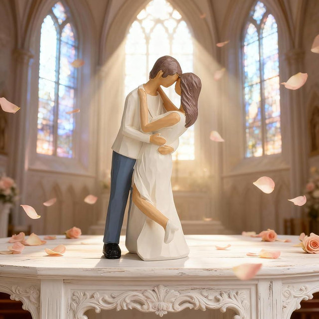 Romantic Couple Kissing Figurine Statue, Hand-Painted Resin Love Sculpture, Anniversary Wedding Gift for Husband Wife Him Her, Mother's Father's Day Birthday Home Decor, Gift for Parents Newlyweds