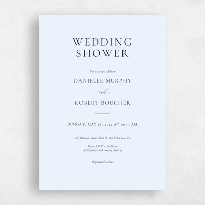 Light Sky, Blue Wedding Wedding Shower Invitation - Barnell Portrait