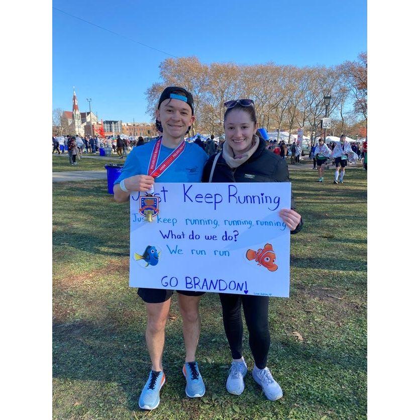 Brandon's first marathon Philadelphia 2023.