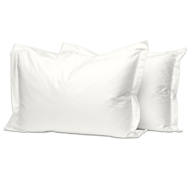 Pizuna Pure 100% Cotton Pillow Shams King Size Set of 2 Off White, Luxurious 400 Thread Count Long Staple Cotton Sateen with Envelope Closure (Combed Off White Cotton Pillow Shams King)