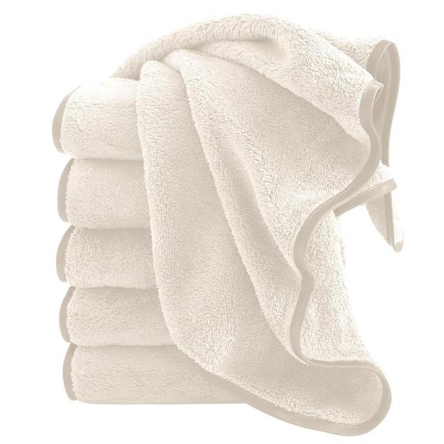 Cosy Family 6 Pack Ultra Soft Microfiber Absorbent Hand Towel, Silk Hemming Towels for Bathroom - Quick Drying - Perfect for Bath, Fitness, Gym, Shower, Hotel, and Spa - 16x28 Inch, Cream