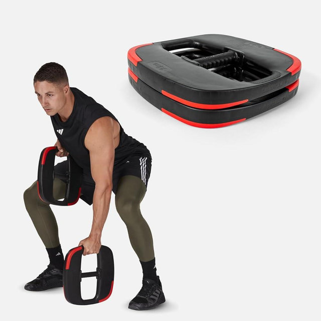 Les Mills™ Dual Purpose 22 lbs Ergonomic Free Weights, Home Gym Equipment, Workout Plates for Total Body Workouts