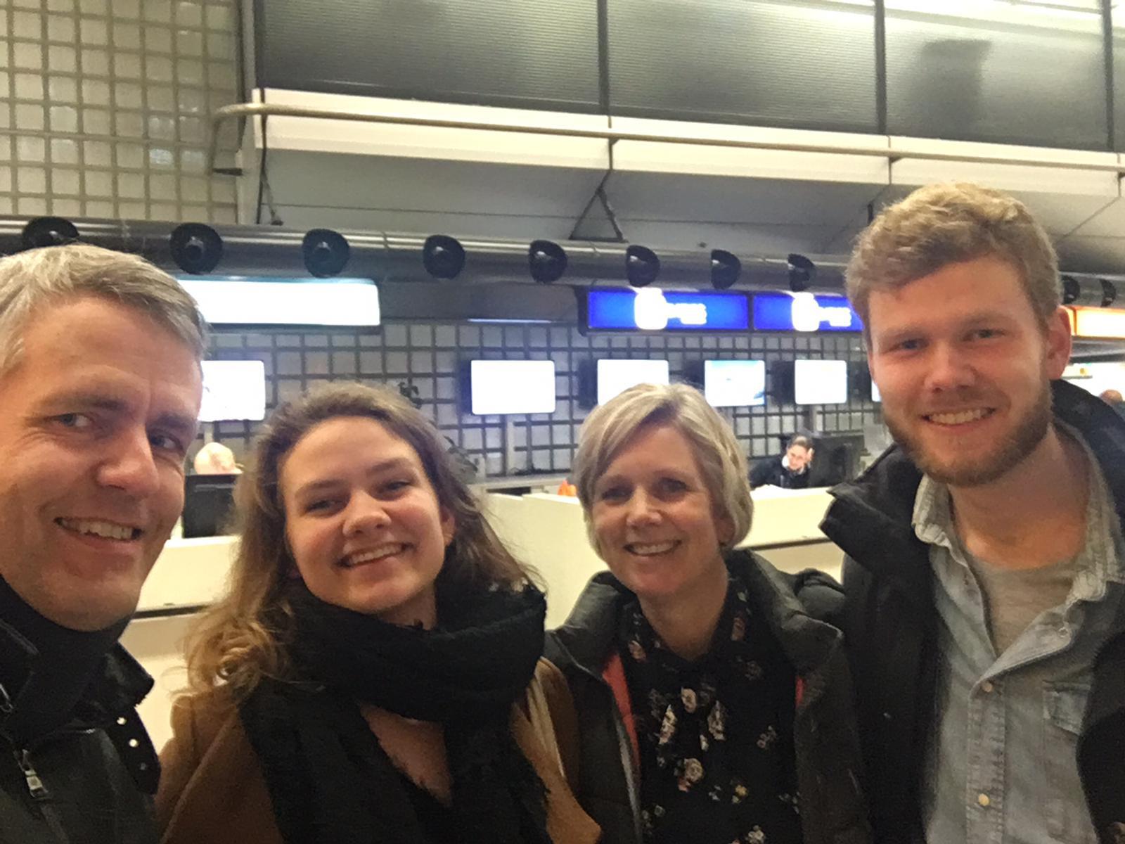 Michiel with his parents and one of his sisters, when he arrived in the Netherlands while visiting from the US (a few years ago).