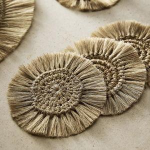 West Elm TALLO de OLIVO Fique Fringe Coasters (Set of 4)