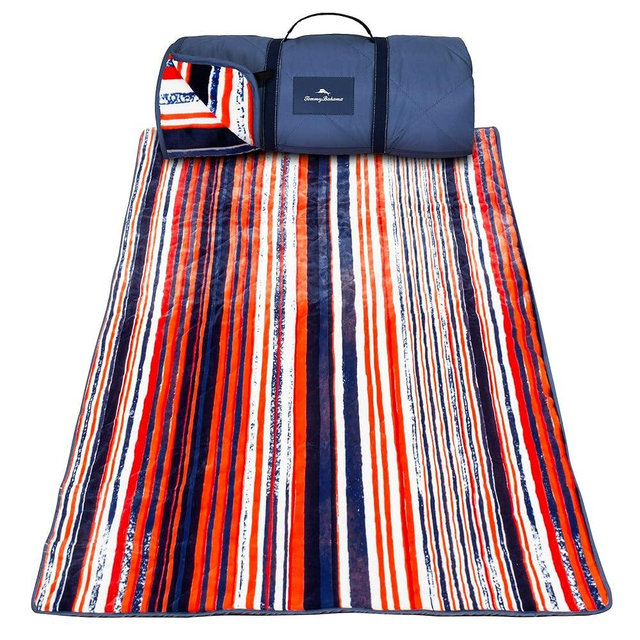 Tommy Bahama Outdoor Waterproof Picnic Blanket - Lightweight Portable Design with Carry Strap - Perfect for The Beach, Park, Camping, Concerts and More, 50" x 70"