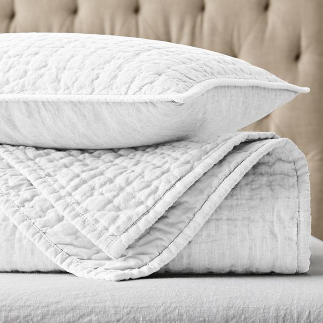 RH Vintage-Washed Hand-Quilted Belgian Flax Linen Coverlet