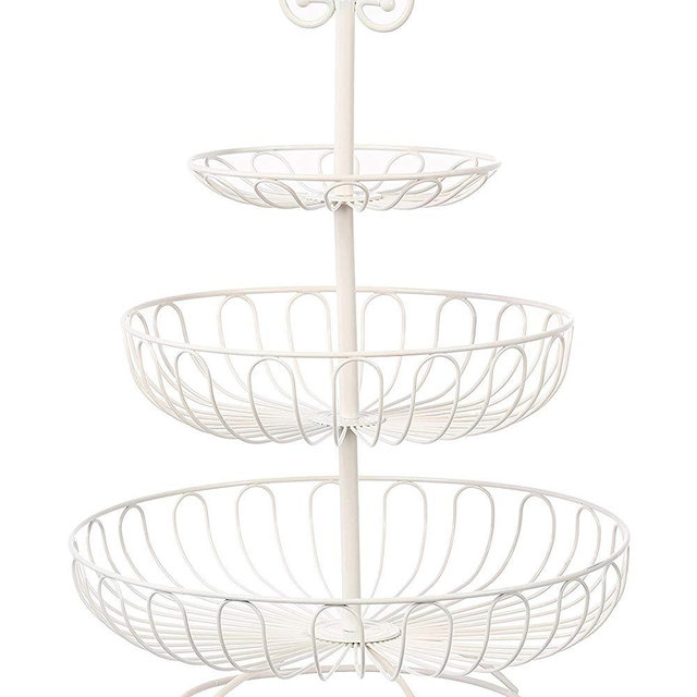 Juvale 3-Tier Decorative Display Fruit Basket, Cream, 13" x 13"