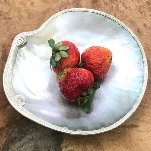 Shell Dish with Silver Plated Edge