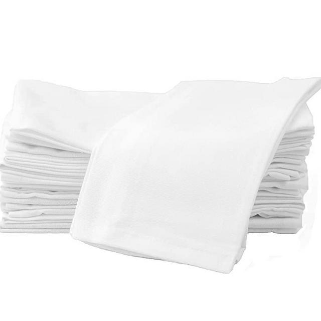 AMOUR INFINI Cotton Napkins | 12 Pack | 18 x 18 Inch | 100% Ring Spun Premium Cotton | Perfect for Restaurants, Events and Dinner Napkins | Highly Absorbent Cloth Napkins | White