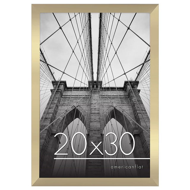 Americanflat 20x30 Poster Frame in Gold - Composite Wood with Polished Plexiglass - Horizontal and Vertical Formats for Wall with Included Hanging Hardware