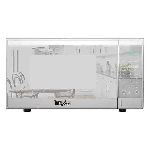 Total Chef 0.9 Cu Ft Microwave Oven – Compact Countertop Kitchen Appliance, Small Stainless Steel Microwave with Digital Touch, Pre-Set Functions, 10.6” Turntable, 900 Watt