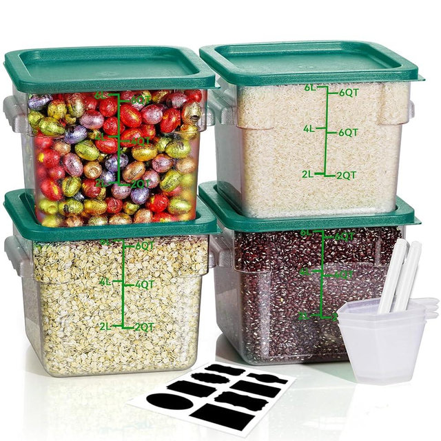 SVKLHY 6QT Clear Food Storage Containers: 4 PCS[Food Grade][Hot&Cold Resistant] NSF Food Storage Containers with Lids for Home Restaurant Kitchen Storage Pizza Proof Dough, BPA Free