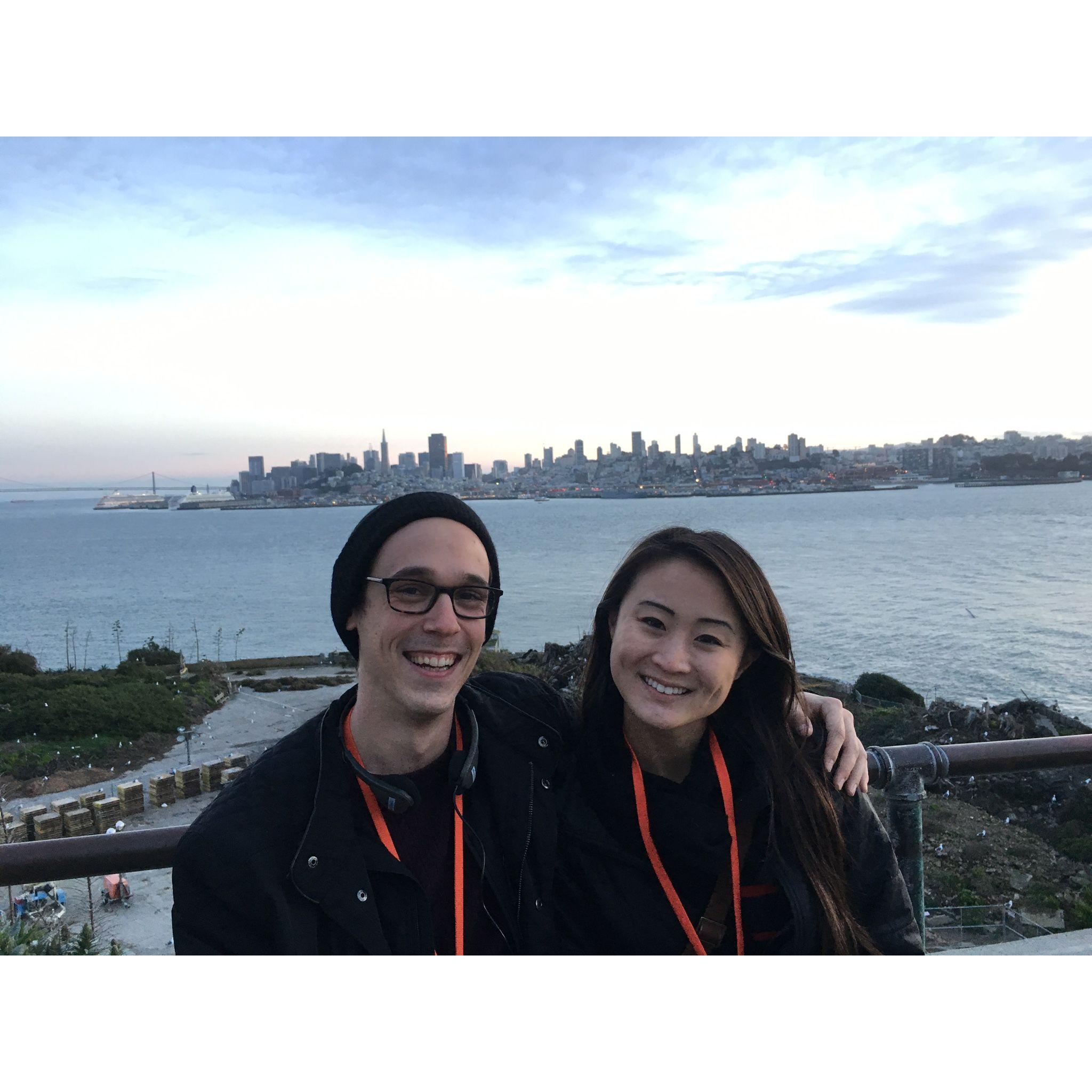 Enjoying the view of SF from Alcatraz! (We were babies! 👶🏻👶🏻)