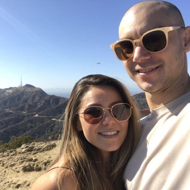 Our first photo together when Rachel visited Jordan in LA.