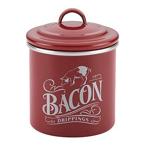 Ceramic Bacon Grease Container with Strainer - 600ml / 20oz Farmhouse Bacon Grea