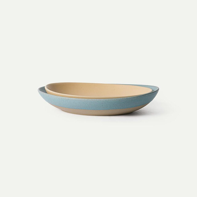 MORA Jumbo and Large Serving Dishes Set of 2, 13 inch and 12 inch Ceramic Pottery Oval Platters - Microwave, Oven and Dishwasher Safe - Iris & Merrigold