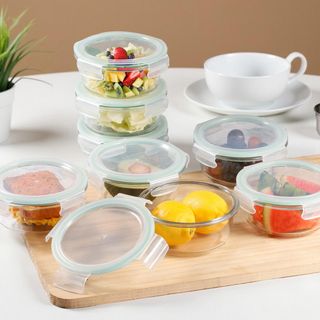 16-Piece Round Glass Storage Container Set with Silicone Lid