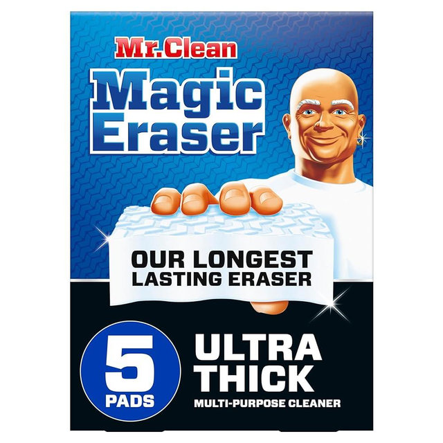 Mr. Clean Magic Eraser Ultra Thick Multi Purpose Cleaner, Magic Eraser Sponge Multi Surface Cleaner, 5ct