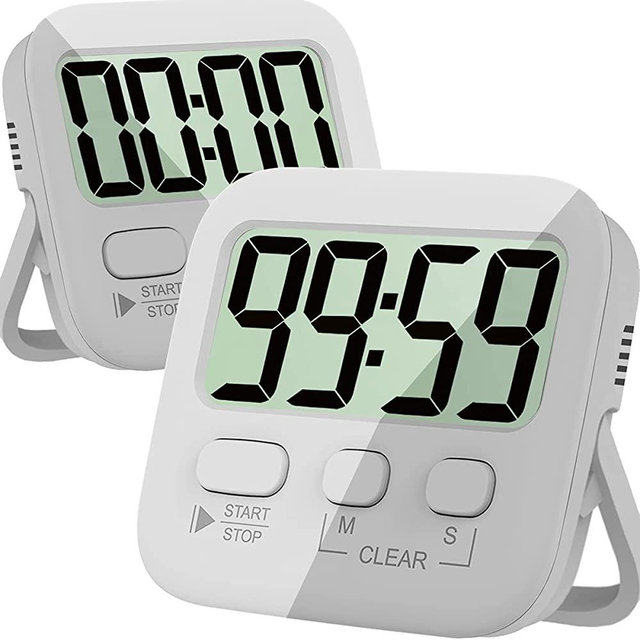 Timers, Classroom Timer for Kids, Kitchen Timer for Cooking, Egg Timer, Magnetic Digital Stopwatch Clock Timer for Teacher, Study, Exercise, Oven, Cook, Baking, Desk - AAA Battery Included - 2 Pack