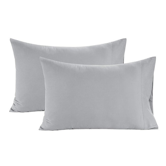 LANE LINEN 100% Organic Cotton Pillowcases - Standard Size and Crisp Cool Percale Weave Sleeping Pillow Covers Set of 2 Silver