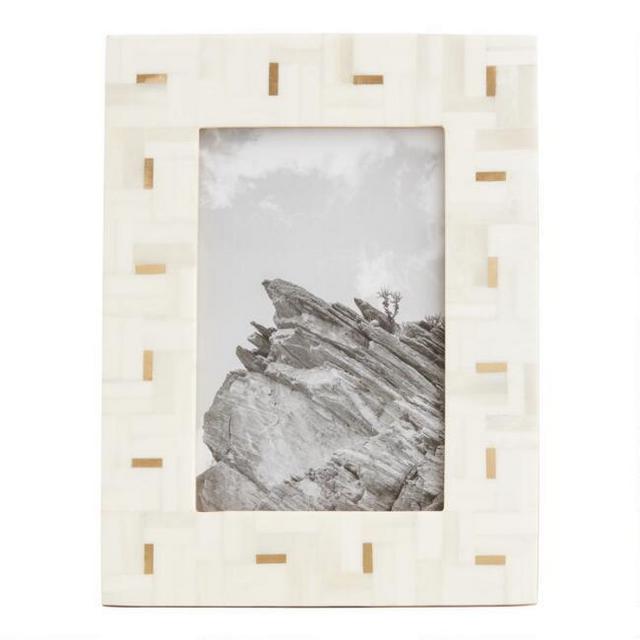 Bone and Brass Inlay Parquet Frame