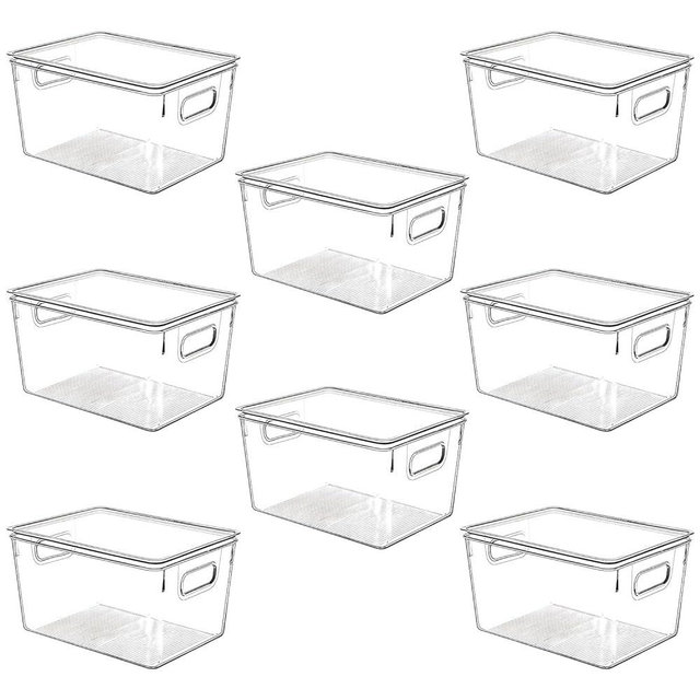 Clear Plastic Storage Bins with Lids, Perfect for Pantry Organization and Storage or Kitchen Organization, Fridge Organizer Plastic Bins, Pantry Organizer and Storage Bins, Cabinet Organizers