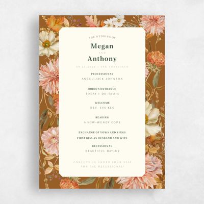 Dark Ochre, Brown Wedding Program - Lysete