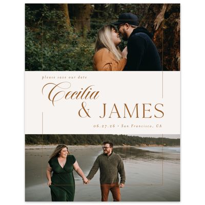 Light Oatmeal, Beige Wedding Digital Save the Date - Carulas Multiphoto