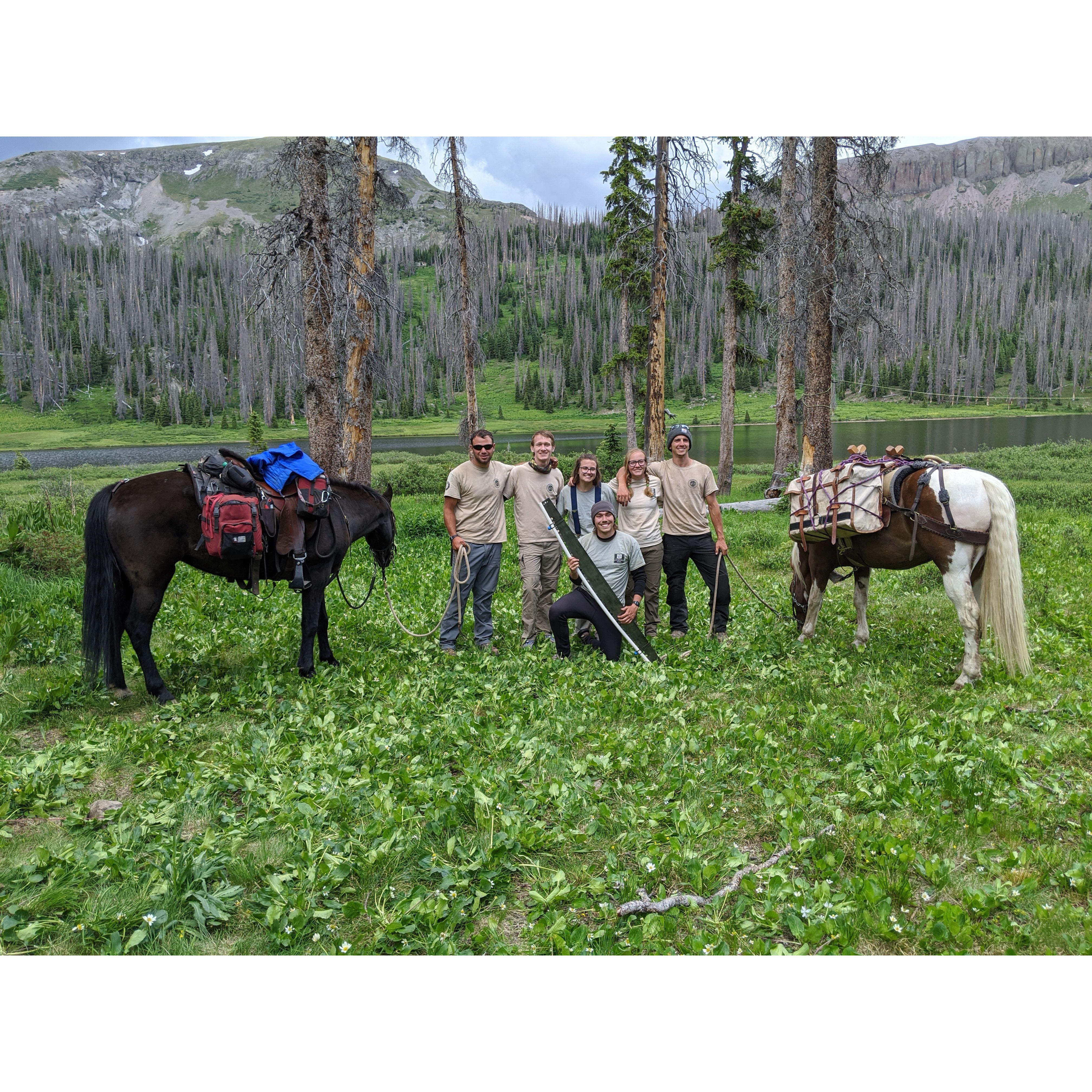 on hitch with our crew in the Weminuche Wilderness in Colorado
