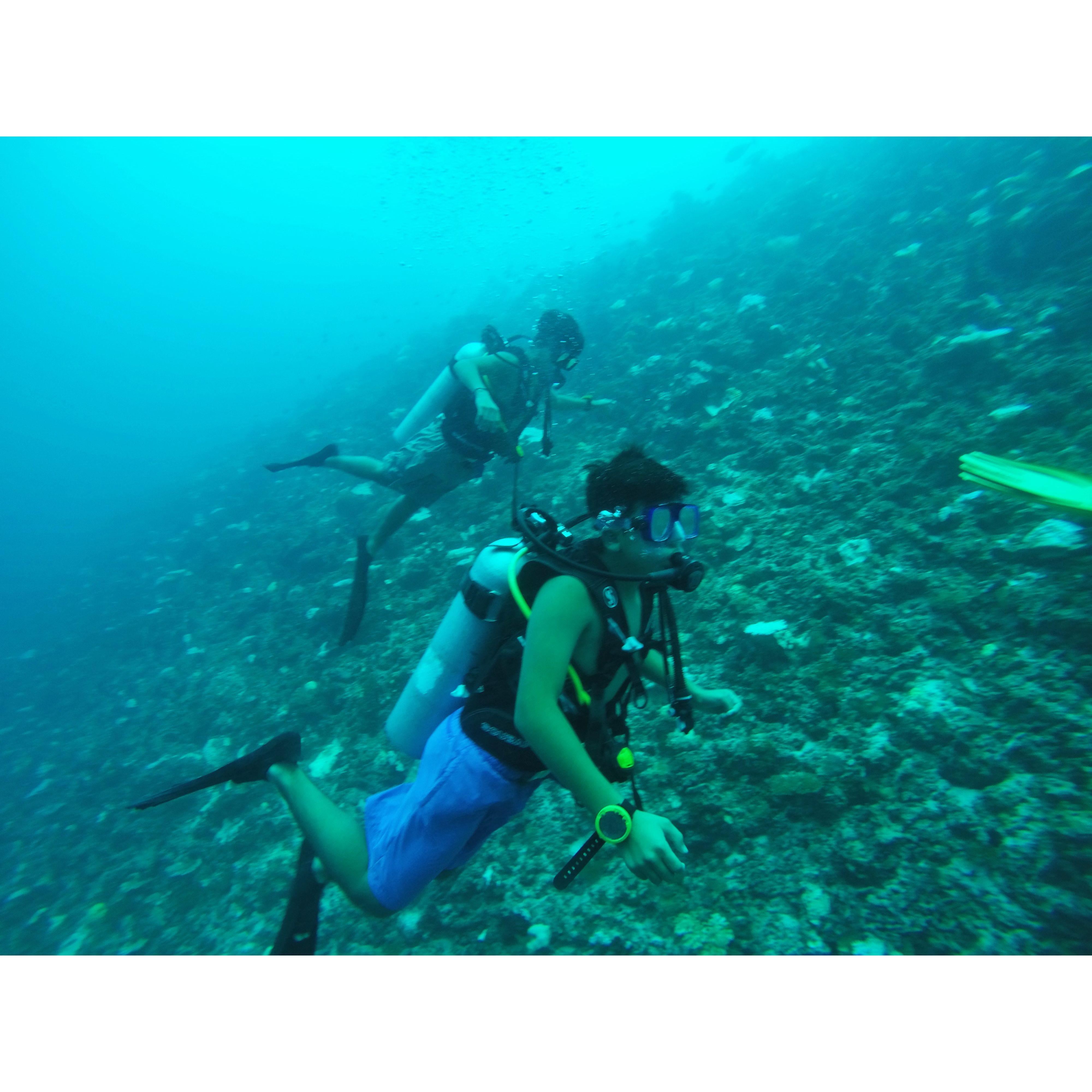 Boys first scuba dive - Great Barrier reef, Australia