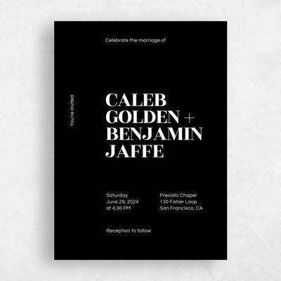 Black Wedding Invitation - Melvine Portrait