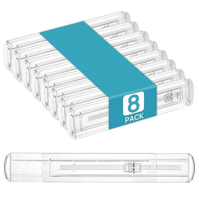 Vtopmart 8 Pack Drawer Dividers for Kitchen, Adjustable 2.3" High Expandable from 12.9"-21.4" Kitchen Drawer Organizer, Clear Plastic Drawer Separators for Utensils, Kitchenware, Easy to Assemble