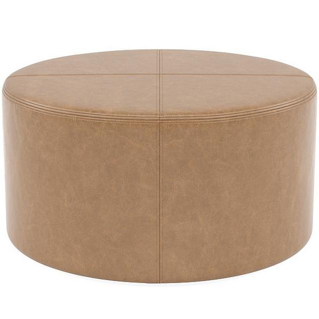 Colten Leather Round Coffee Table Ottoman