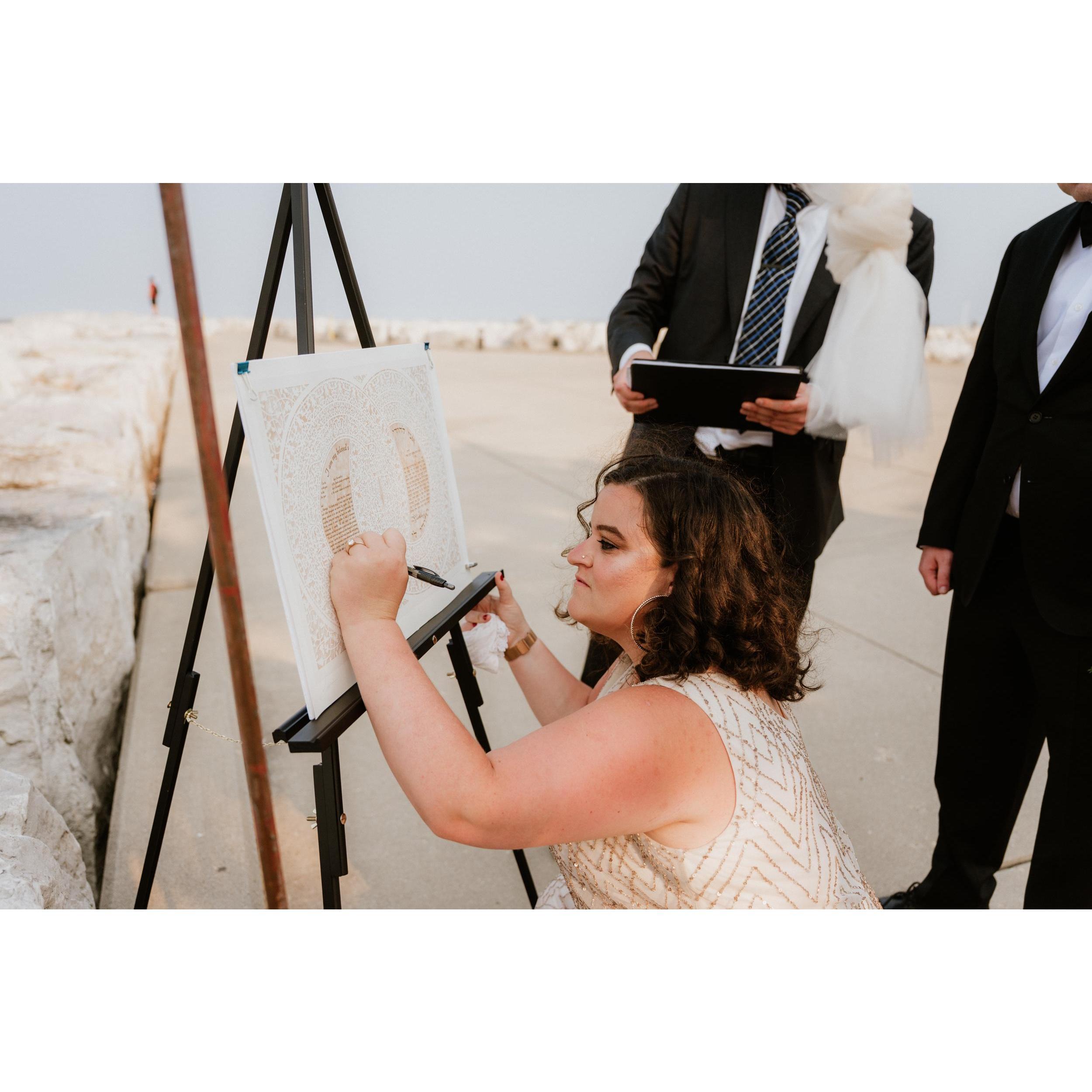 Signing the Ketubah
Ceremony, Lake Michigan, Milwaukee, WI