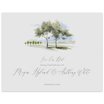 Light Gray, Grey Wedding Digital Save the Date - Rieden Landscape