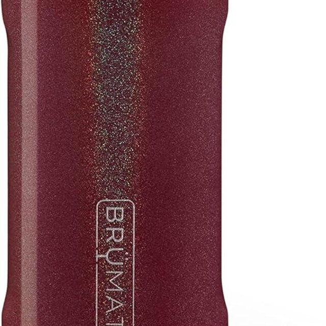 BrüMate Hopsulator Slim Can Cooler Insulated for 12oz Slim Cans | Skinny Can Insulated Stainless Steel Drink Holder for Hard Seltzer, Beer, Soda, and Energy Drinks (Glitter Merlot)