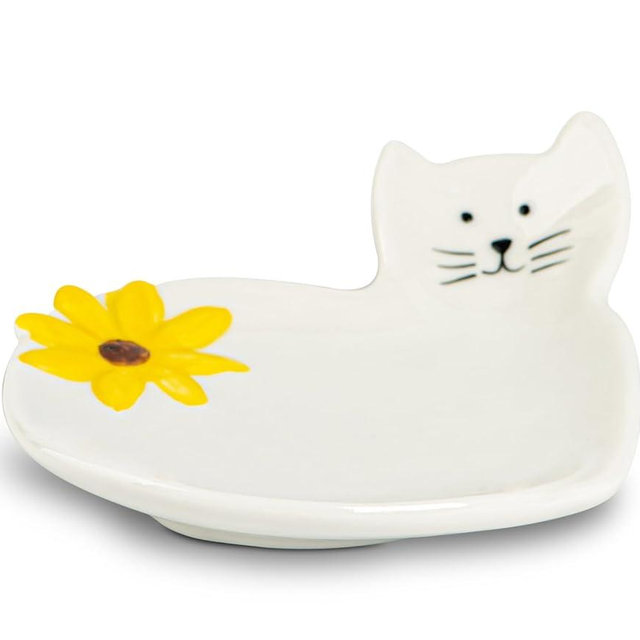Cat Spoon Rest With Sunflower Spoon Holder For Stove Top White Ceramic Spoon Rest For Stove Top