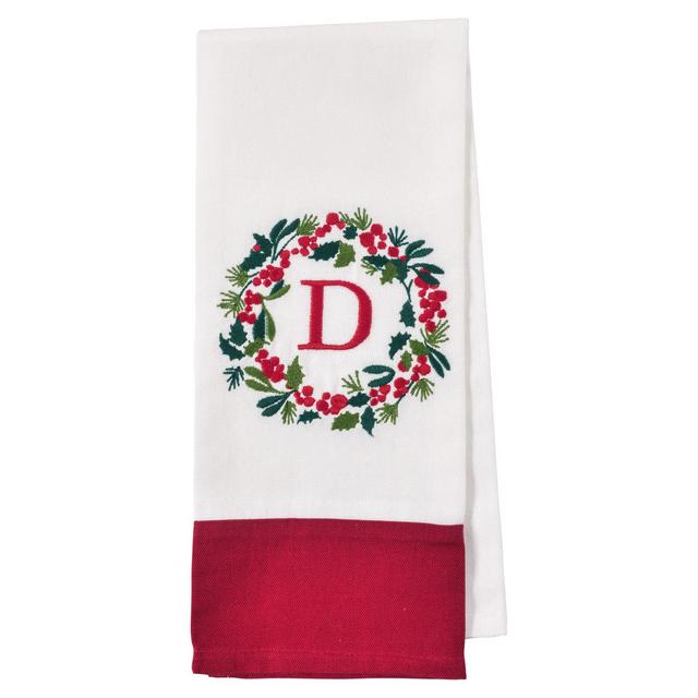 Bee & Willow™ Wreath Monogram Letter "D" Christmas Kitchen Towel