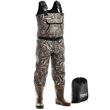 Foxelli Neoprene Chest Waders – Camo Fishing Waders for Men with Boots - Use for Duck Hunting, Fly Fishing, Emergency Flooding – 100% Waterproof, Carrying Bag Included