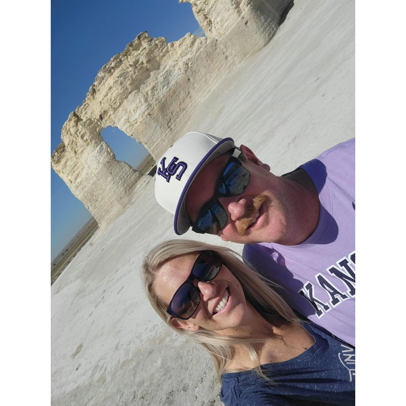 Sight-seeing on Shay's first trip to Kansas - Monument Rock, KS