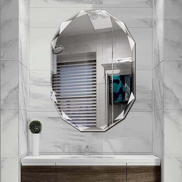 SNUGACE Single Beveled Edge Frameless Wall Mount Bathroom Vanity Mirror, 24” X 36”
