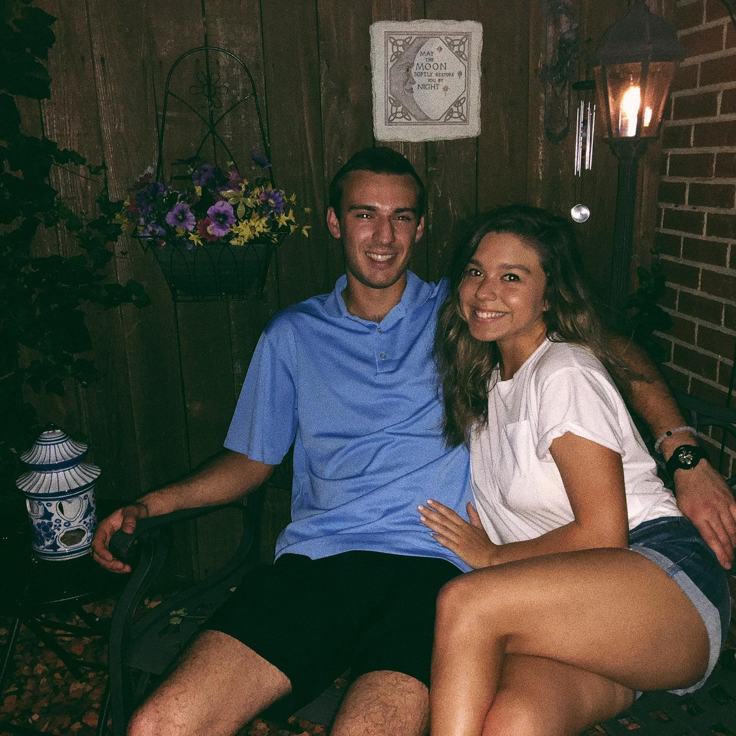 One of the many pictures of us in Brendan's grandparents garden.