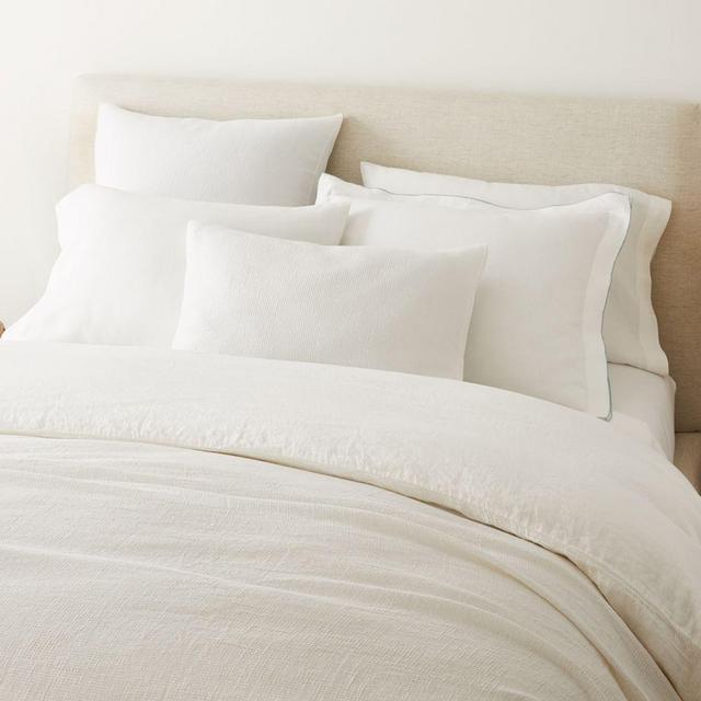 European Flax Linen Mini Waffle Duvet, King/Cal. King, White