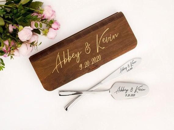 Wedding Cake Server Set Engraved Cake Knife & Server Set Personalized Wedding Cake Knife Set Custom Cake Cutting Set Bridal Shower Gift