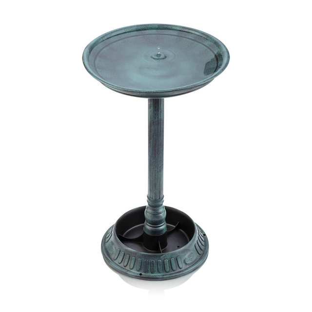 25" Outdoor Polyresin Birdbath with Planter Yard Statue Green - Alpine Corporation